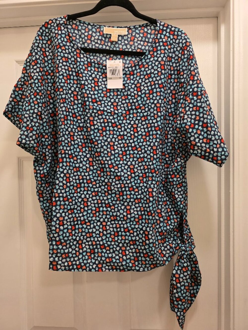 Michael Kors Floral Side-Tie Blouse — Size 1X — NWT